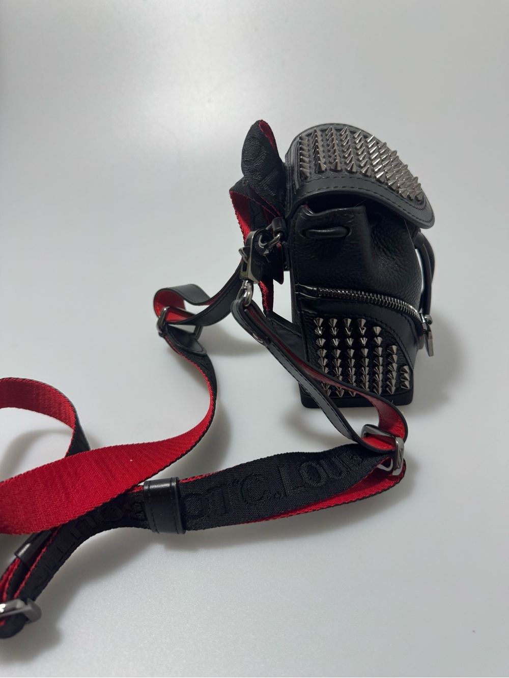 Christian Louboutin Explorafunk Backpack Mini Studded Black Red - Picture 6 of 10